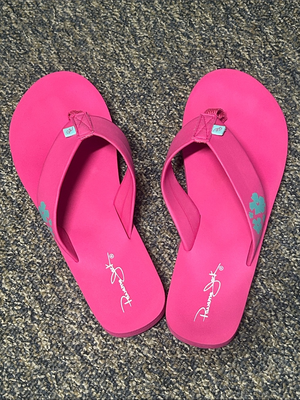 Panama Jack Women's Bright Pink Floral Strap Flip Flops